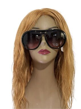 Jessica Simpson Black Oversized Gradient Aviator Sunglasses